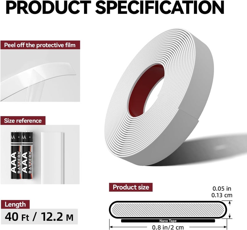 JSIWOTH 0.79in × 40Ft Peel and Stick Wall Molding Trim - Flexible Self Adhesive Molding Trim for Walls, Edges, Borders, Window Frames, Backsplash Tiles - White (Paintable) Waterproof Trim - Image 4